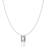 Pendentif diamant naturel Émeraude 1.00 carat or rose Ely